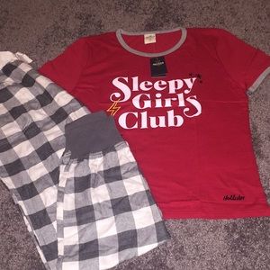 “Sleepy girls club” Hollister pajama set.